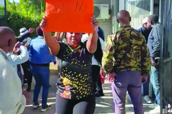 ANC members protesting outside OR Tambo ANC offices (These pictures were taken from the video)